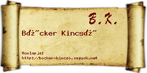 Böcker Kincső névjegykártya
